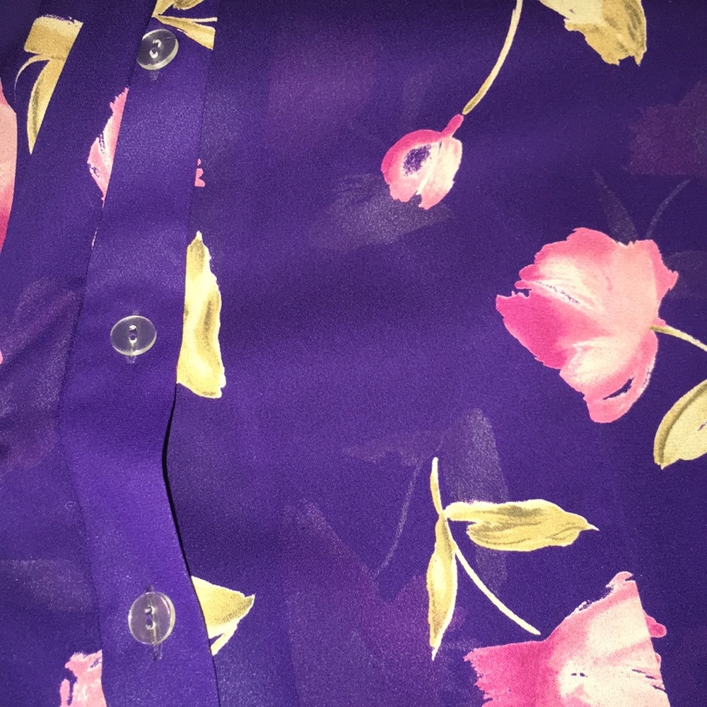 CHAUS•Sheer Silky Secretary Blouse Shirt Top 16 - Picture 8 of 8